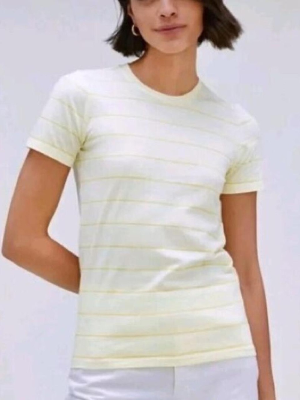 Everlane 100% Organic Cotton Striped Yellow Tee Shirt XS NWT